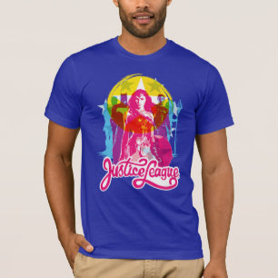 T-shirt Ligue de Justice Retro Group & Logo Pop Art