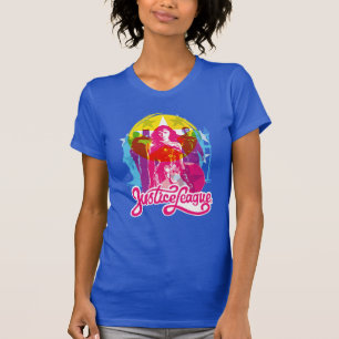 T-shirt Ligue de Justice Retro Group & Logo Pop Art