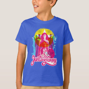 T-shirt Ligue de Justice Retro Group & Logo Pop Art