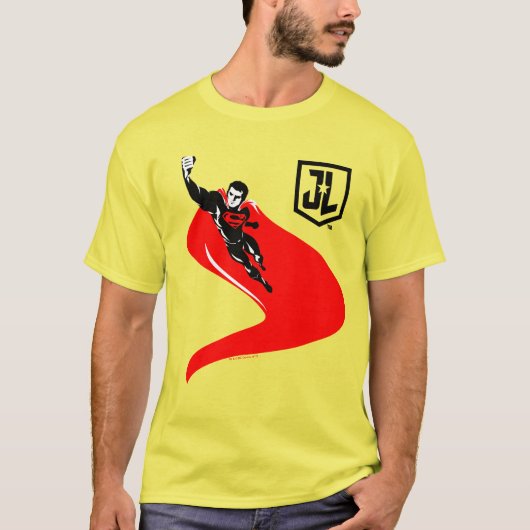 T-shirt Ligue de Justice | Superman Flying Noir Pop Art (Devant)