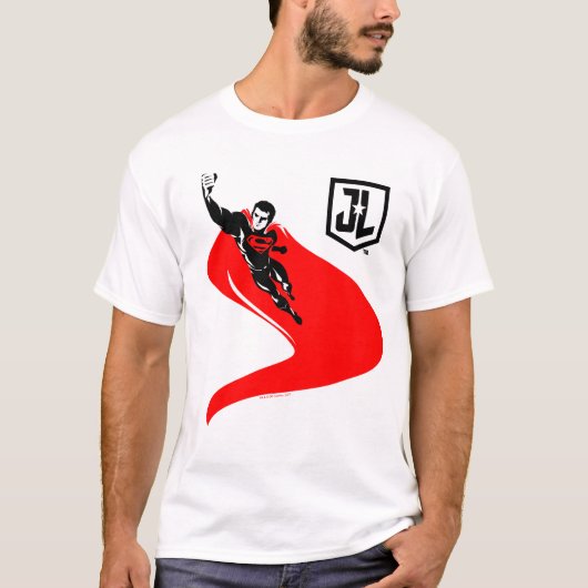 T-shirt Ligue de Justice | Superman Flying Noir Pop Art (Devant)