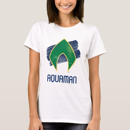 T-shirt Ligue de Justice | Symbole Aquaman à demi-teintes  (Devant)