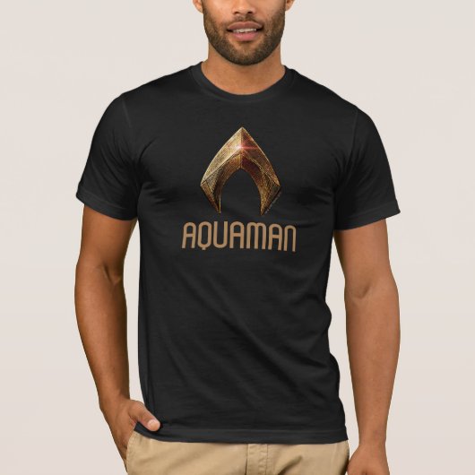 T-shirt Ligue de Justice | Symbole d'aquaman métallique (Devant)