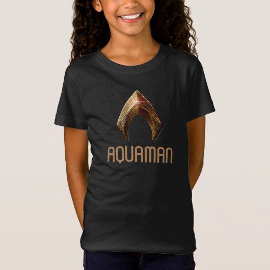 T-Shirt Ligue de Justice | Symbole d'aquaman métallique (Devant)