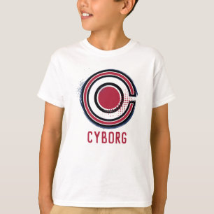 T-shirt Ligue de Justice   Symbole de cyborg brosse et dem