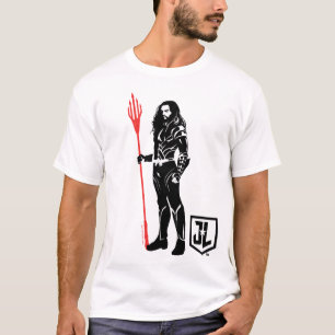 T-shirt Ligue de la justice Aquaman Pose Noir Pop Art