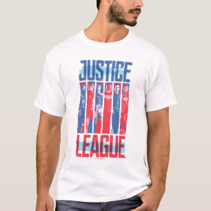 T-shirt Ligue de la justice  Blue & Red Group Pop Art