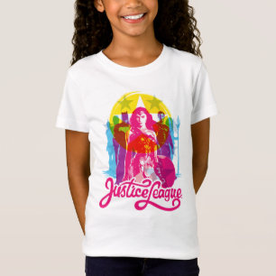 T-Shirt Ligue de la justice Retro Group & Logo Pop Art