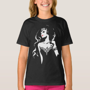 T-shirt Ligue de la justice  Wonder Woman Noir Pop Art