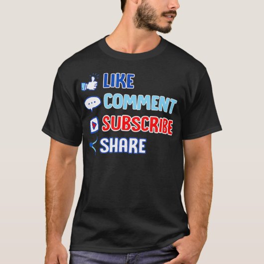 T-shirt Like Comment Subscribe Cute Vlogger Streamer (Devant)
