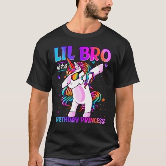 T-shirt Lil Bro De La Princesse D'Anniversaire Dabbing Uni (Devant)