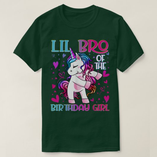 T-shirt Lil Bro of the Birthday Girl Flossing Unicorn Litt (Design devant)