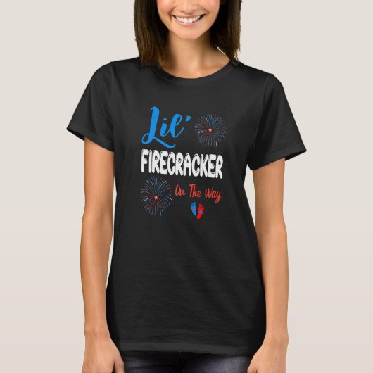T-shirt Lil' Firecracker Sur Le Chemin 4 juillet Grossesse (Devant)