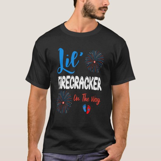T-shirt Lil' Firecracker Sur Le Chemin 4 juillet Grossesse (Devant)