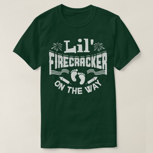 T-shirt Lil' Firecrackers On The Way 4th Of July Twins Pre (Design devant)