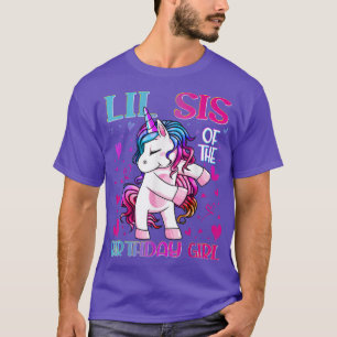 T-shirt Lil Sis of the Birthday Girl Flossing Unicorn Litt
