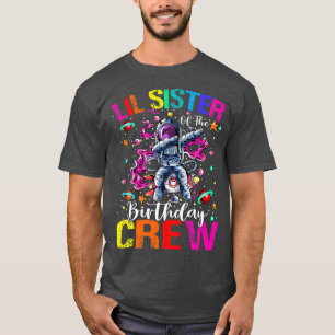 T-shirt Lil Sister Anniversaire de l'équipage Astronaut Pl