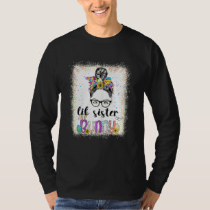 T-shirt Lil Sister Bunny Messy Bun Jour de Pâques Appar Fa