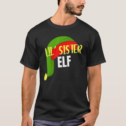 T-shirt Lil Sister Elf Correspondant Groupe Famille Noël P (Devant)