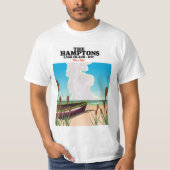 T-shirt L'île de Hamptons Long NYC, affiche de voyage. (Devant)