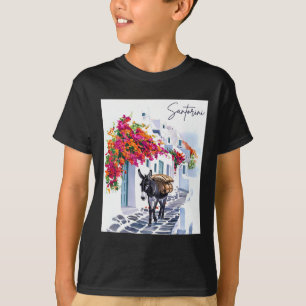 T-shirt L'Île Grecque Santorin Donkey Dans Le Grec Traditi