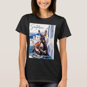 T-shirt L'île grecque Santorin Grèce âne dans la colline g