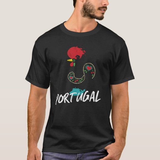 T-shirt L'illustration colorée du coq Portugal Barcelos (Devant)