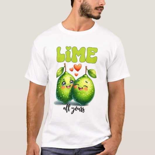 T-shirt Lime All Yours Funny Punny Valentine (Devant)