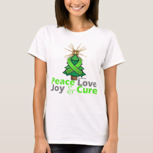 T-shirt Lime Green Ruban Noël Paix Amour, Joie & Cure