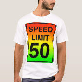 T-shirt Limite de vitesse 50 Signal avec couleurs Stopligh (Devant)