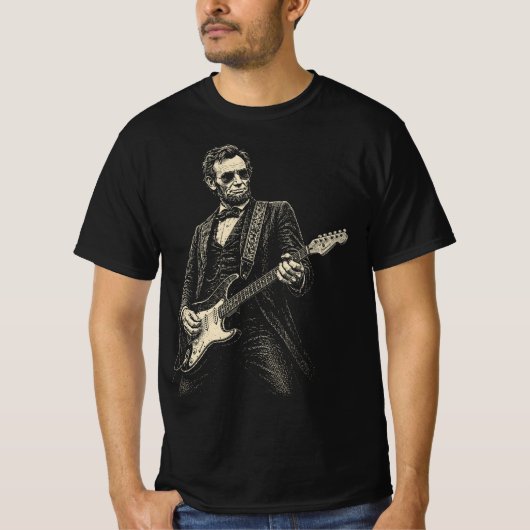 T-shirt Lincoln Cool Guitarist Vintage Engraving (Devant)