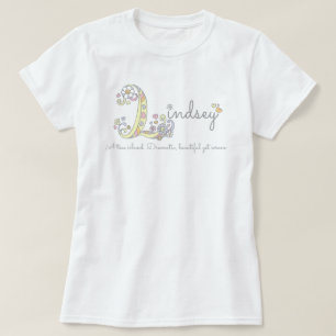 T-shirt Lindsey girls L nom signifiant "tee monogramme"