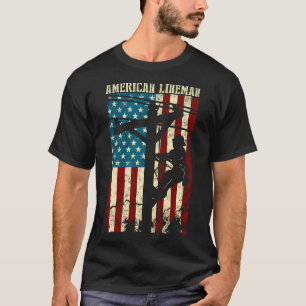 T-shirt Lineman American Flag Câble électrique Lin patriot