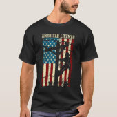 T-shirt Lineman American Flag Electric Cable Cadeau Patrio (Devant)
