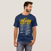 T-shirt Lineman Funny cadeau au tarif horaire pour Lineman (Devant entier)