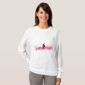T-shirt Linewife longtemps Douille-Blanc et rose (Devant entier)