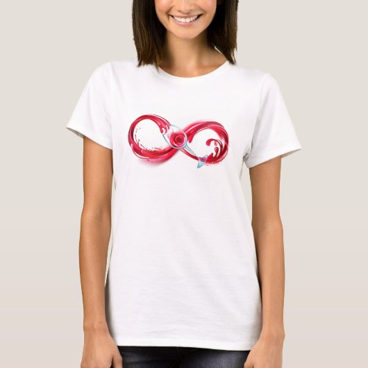 T-shirt L'infini avec du vin rouge (Devant)