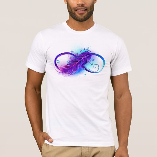 T-shirt L'infini avec plume violette (Devant)