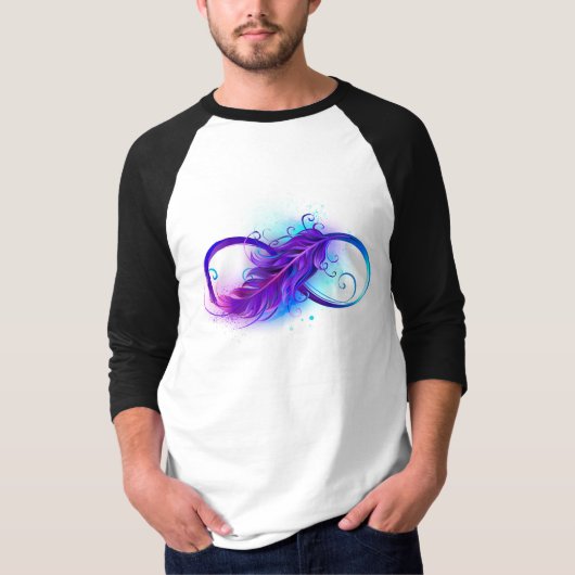 T-shirt L'infini avec plume violette (Devant)