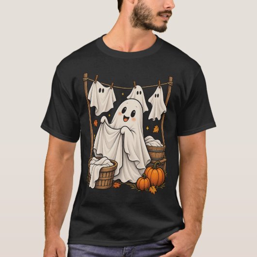 T-shirt Linge Fantôme Mignon Halloween (Devant)