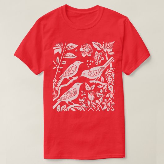 T-shirt Lino Cut Birds (Design devant)