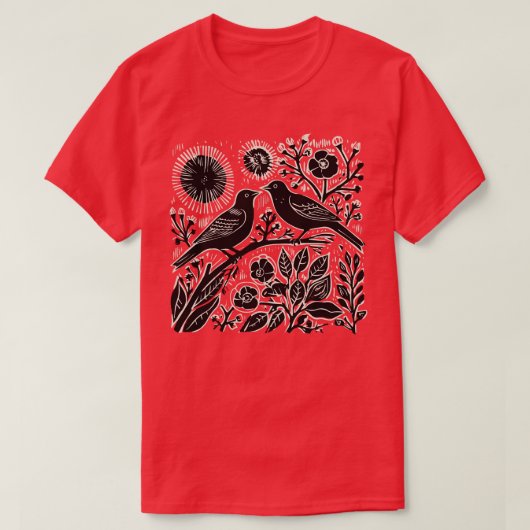 T-shirt Lino Cut Birds 3 (Design devant)