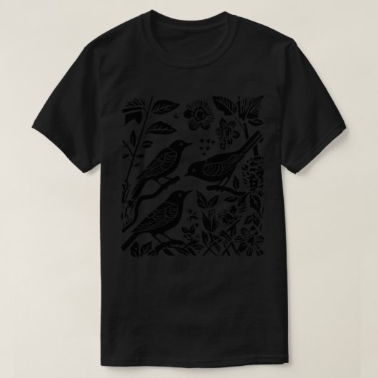 T-shirt Lino Cut Birds 7 (Design devant)