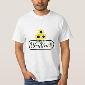 T-shirt L'inscription Ukraine avec un coeur et tournesol