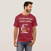 T-shirt Linu Sudo AptGet Installer Coffee Geek Cadeaux Ner (Devant entier)