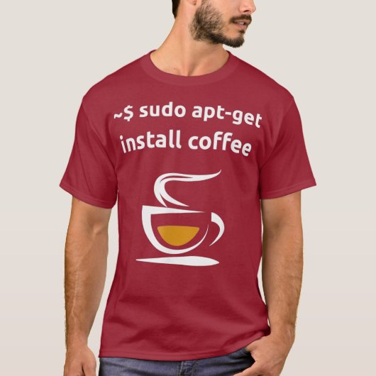 T-shirt Linu Sudo AptGet Installer Coffee Geek Cadeaux Ner (Devant)