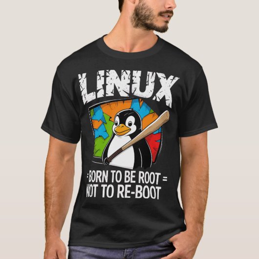 T-shirt Linux - Né pour être Root (Devant)