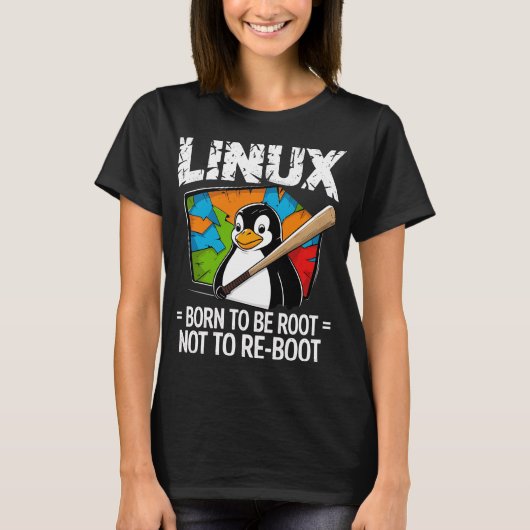 T-shirt Linux - Né pour être Root (Devant)