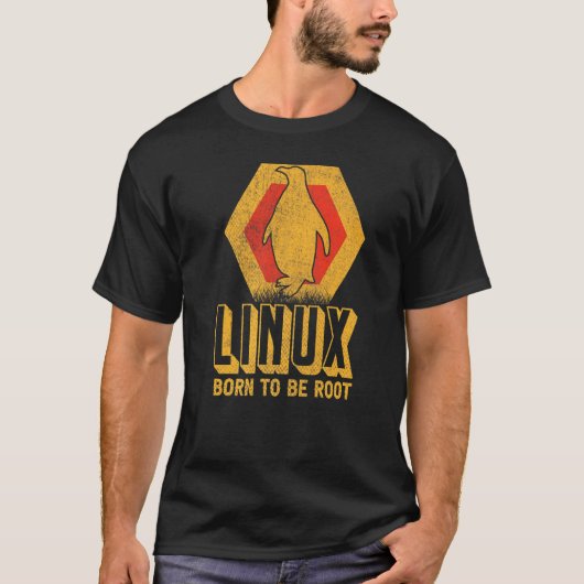T-shirt Linux Né Pour Être Un Logiciel Nerd Racine Système (Devant)
