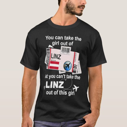 T-shirt Linz Boarding Pass Linz Girl Linz (Devant)